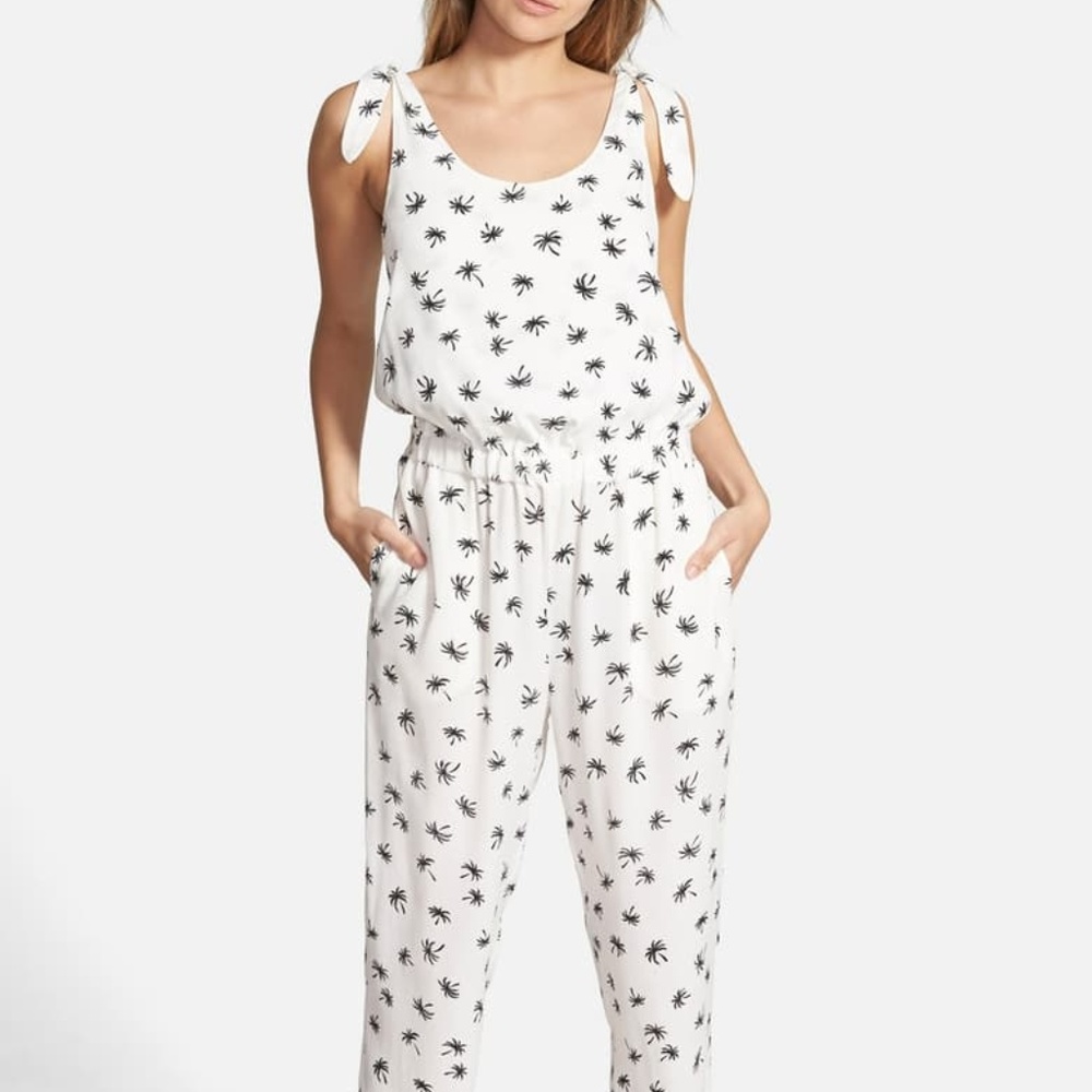 Madewell white Palm Print Jumpsuit Medium